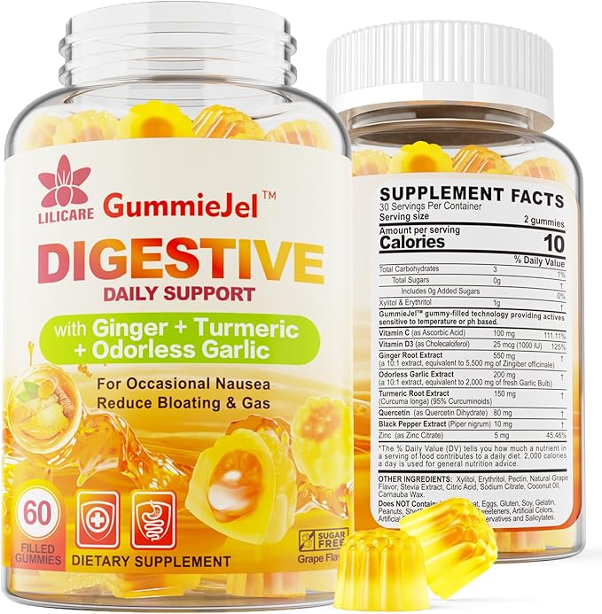 Bundle Ginger Chews Supplement Gummies for Nausea, Stomach Relief & Liver Cleanse Detox & Repair Gummies with Milk Thistle