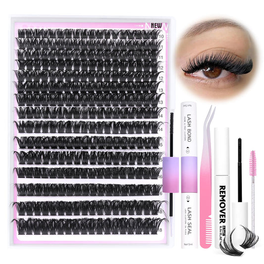 Lash Clusters Eyelash Extensions 320pcs Individual Lashes 9-16mm Mix 30D 40D Eyelash Clusters D Curl DIY Lash Extension at Home for Beginners by Yawamica