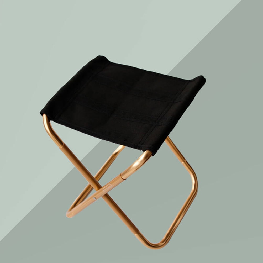 HOOWIFFY Folding Chair Portable Stool Golden Metal Oxford Cloth 1Set for Camping Traveling