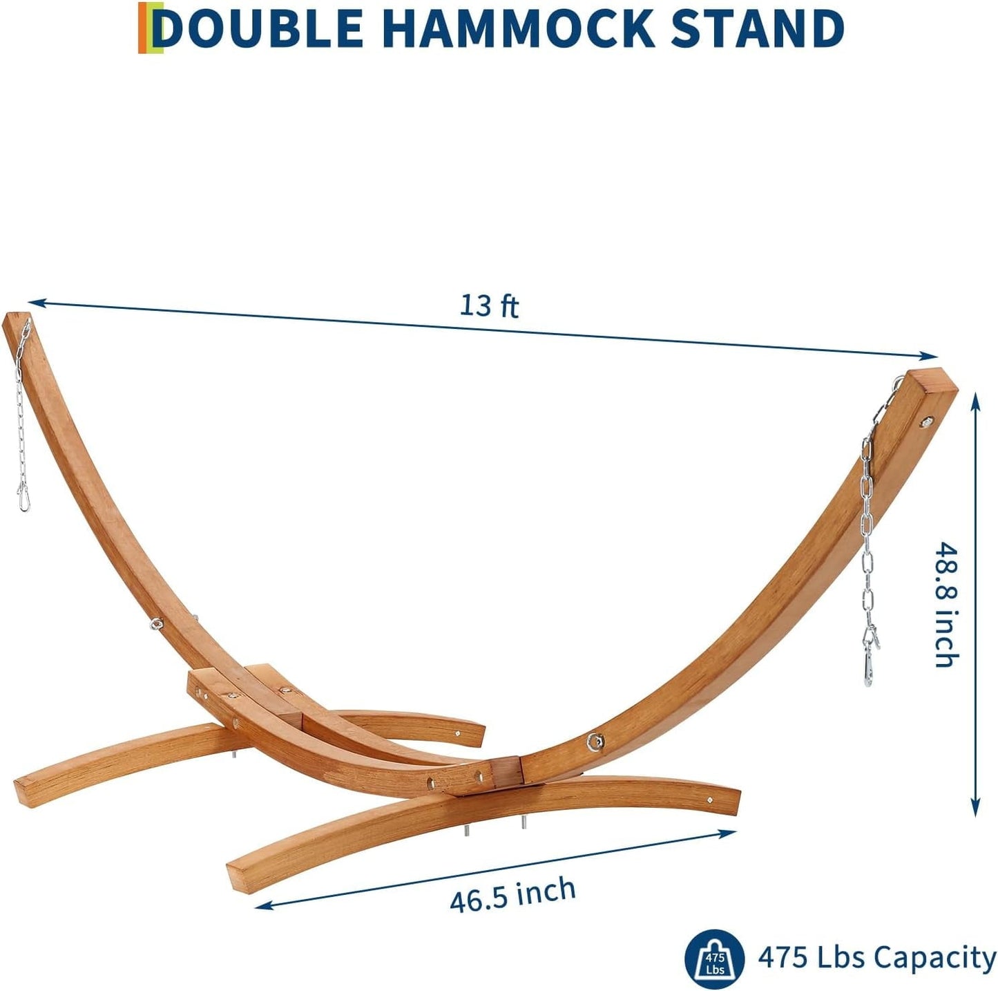 Hammock Stand, Wood Hammock Stand Only, Wood Weatherproof Outdoor Hammock with Stand for Patio Backyard Indoor, Max 330 Lbs, Curved