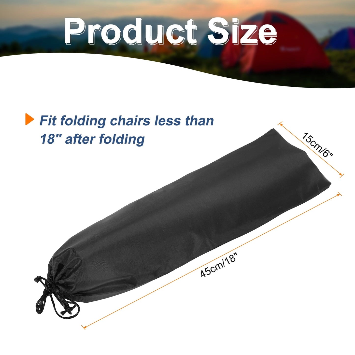 Camp Chair Replacement Bag 18" x 6" Nylon Carrying Bag for Folding Camping Chair Hammock Yoga Mat Black