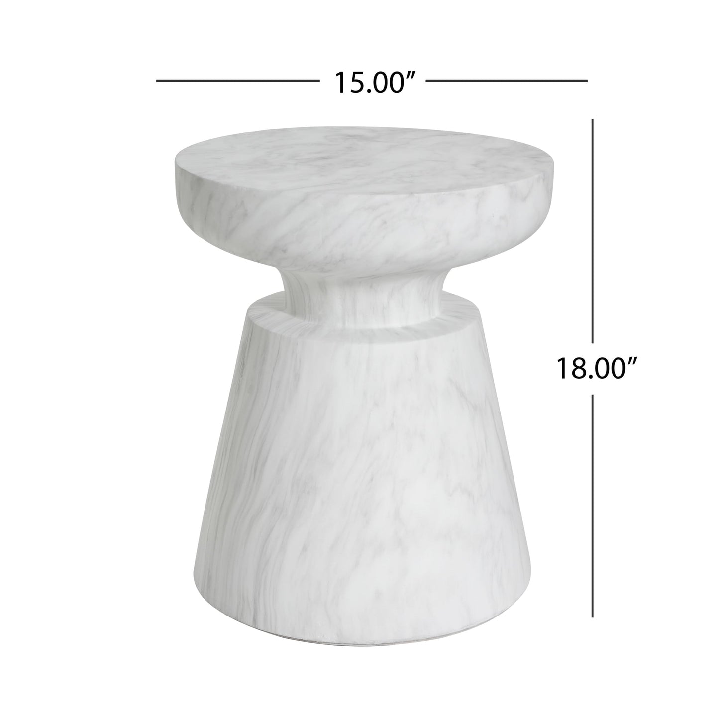 Christopher Knight Home Hourglass Side Table, Lightweight Concrete Round End Table for Indoor & Outdoor Use, White