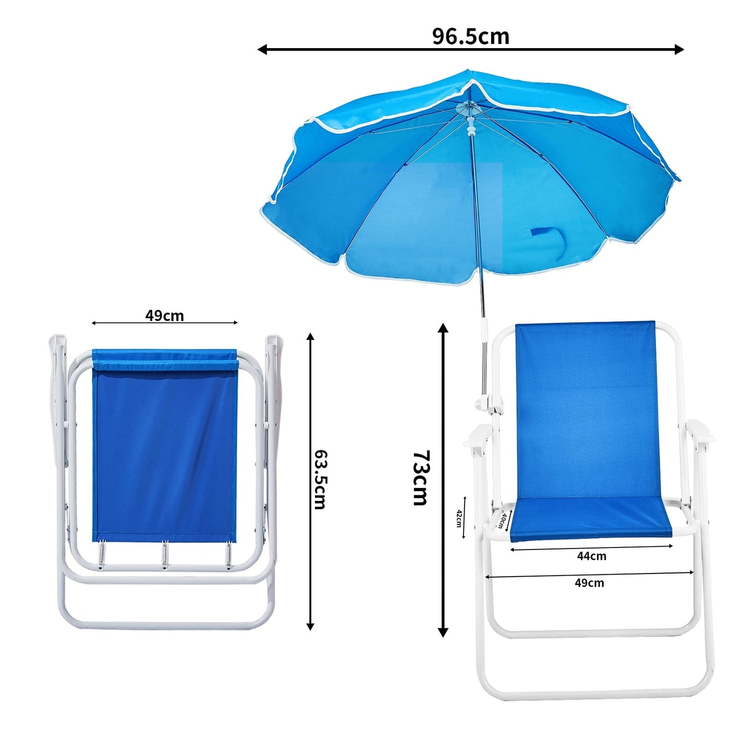 Ktaxon Folding Beach Chair with Umbrella, Portable Camping Chair for Adults, 265lbs Capacity, Lightweight, Blue