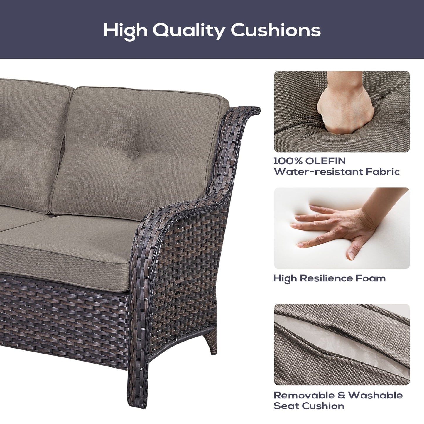 Gymojoy 2-Piece Outdoor Patio Furniture Set, L-Shaped Sectional Sofa, All-Weather PE Wicker Rattan Conversation Set,Brown/Gray