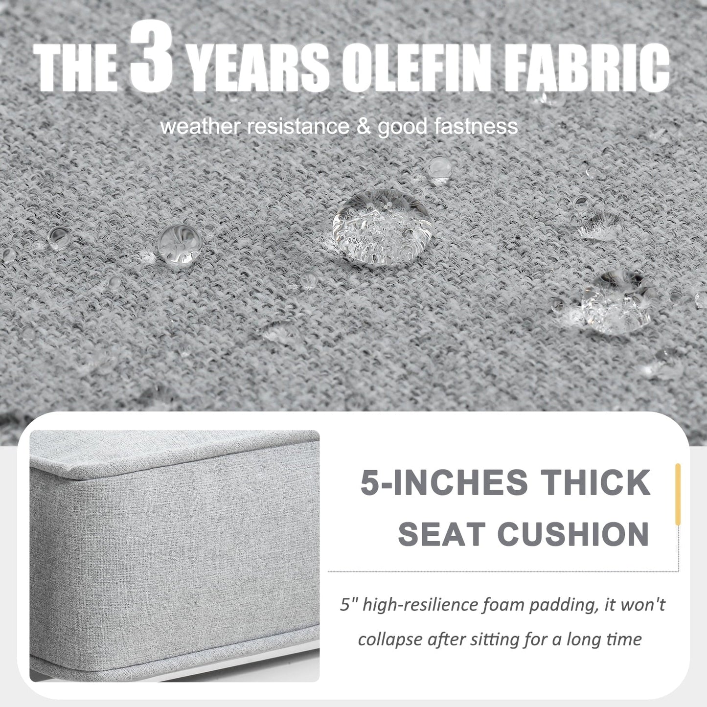 LayinSun Aluminum Outdoor Patio Metal Couch, 3-Seat Sofa Chair with Cushions