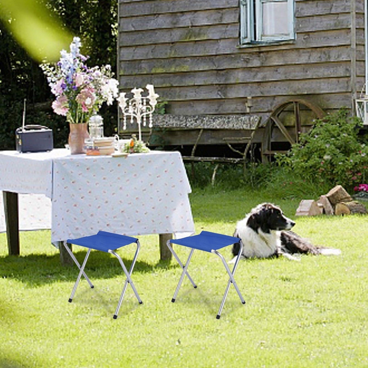 Heavy Duty Folding Camp Stool - 15 Inch Height, 300lbs Capacity, Portable - for Camping, Fishing, and Outdoor Events