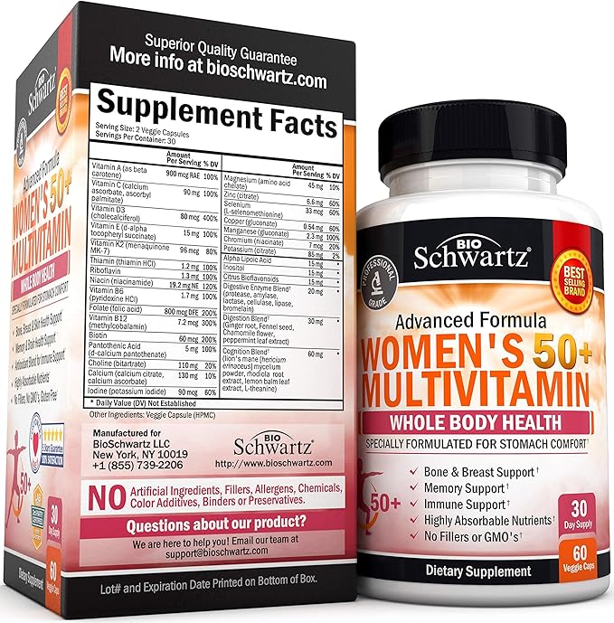 Daily Multivitamin for Women 50 & Over + Daily Multivitamin for Men 50 & Over - Supports Healthy Immune Response & Healthy Heart Function - Designed for Whole Body Health