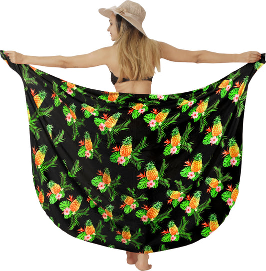 LA LEELA Women's Beachwear Sarong Coverups Bikini Skirt Swimsuit Swim Cover Up Summer Wraps Bathing suit Swimwear Beach Wrap Skirts for Women One Size Ink, Floral