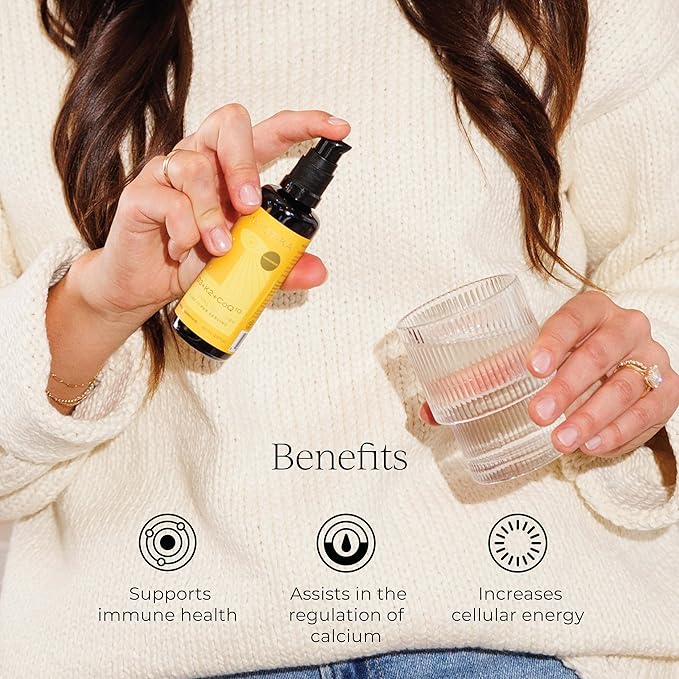 CYMBIOTIKA Vitamin D3 + K2 + CoQ10 Liquid, Vitamin D Supplement for Immune Support, Heart Health & Bone Health, Energy Booster, Liposomal Delivery, Vegan, Tangerine Flavor, 2pck (4.0 fl oz.)