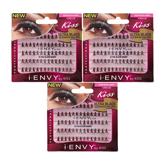 Kiss I Envy Ultra Black Knotted Short Lashes (Pack of 3)
