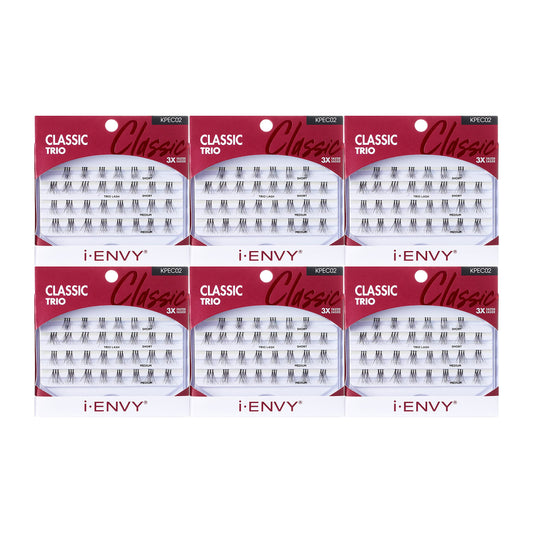 i-ENVY by KISS Trio Lash Classic Medium 30 Lashes (Pack of 6) Natural Style 3X Faster Easier Application