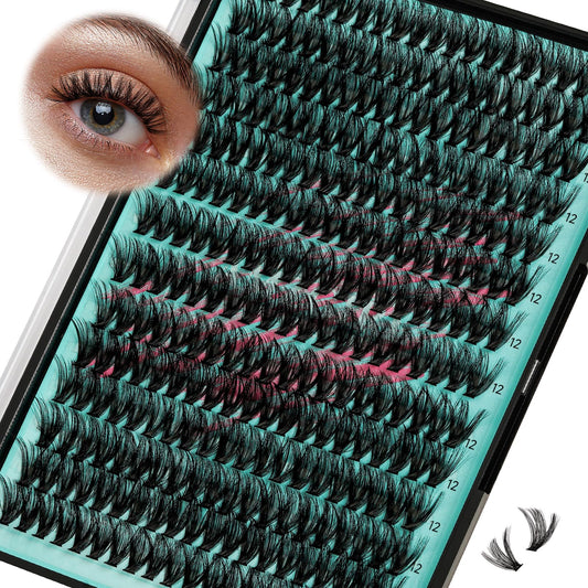 Lash Clusters Wispy 280PCS Eyelash Extension 40D 50D Cluster Lashes Individual Lashes DIY Lash Extension Natural Look Cluster Eyelash Extensions Soft False Eyelashes at Home for Beginners(12mm)