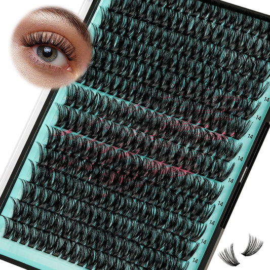 Lash Clusters Wispy 280PCS Eyelash Extension 50D Cluster Lashes Individual Lashes DIY Lash Extension Natural Look Cluster Eyelash Extensions Soft False Eyelashes at Home for Beginners(14mm)