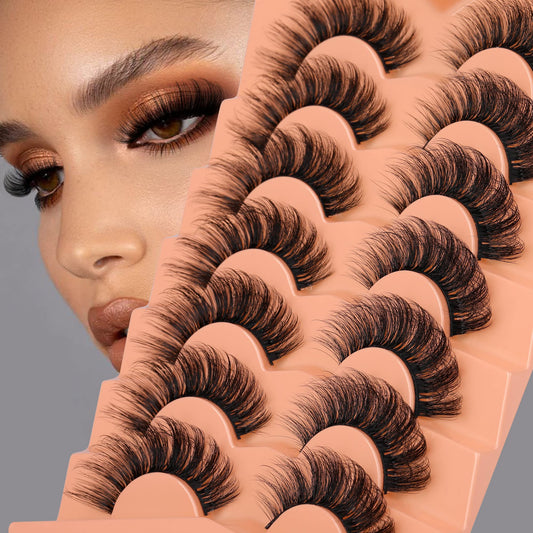 JIMIRE Mink Lashes 18MM Fluffy 6D Wispy False Eyelashes Volume Thick Dramatic Fake Lashes Natural Look Like Eyelash Extensions Pestañas 7 Pairs Pack
