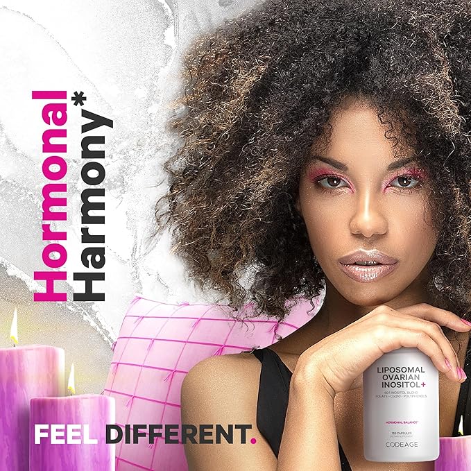 Codeage Liposomal Ovarian Inositol+ Supplement - Myo-Inositol & D-Chiro-Inositol 40:1 Blend, Folate 5-MTHF, CoQ10, Pomegranate & Wild Blueberry, Liposomal Delivery, Non-GMO, Gluten-Free - 120 Capsules