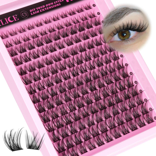 ALICE Natural Cluster Eyelash Extensions Lash Clusters DIY Lash Extensions Fluffy Wispy Eyelash Clusters D Curl Individual Lashes 154pcs