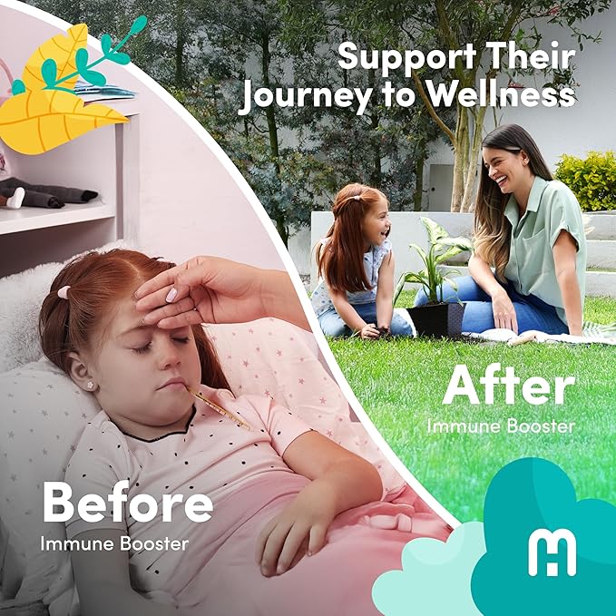 Immune Support Supplement for Kids –Vitamin D, Tiger Milk Mushroom, Colostrum, Prebiotic -Complete Gut & Immune Boost, Natural Respiratory Immune Support for Kids & Toddler–60 Tasty Chocolate Chewable