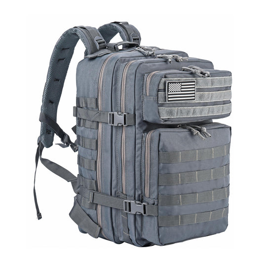 LHI Military Tactical Backpack for Men and Women 45L Army 3 Days Assault Pack Bag Large Rucksack with Molle System - Grey