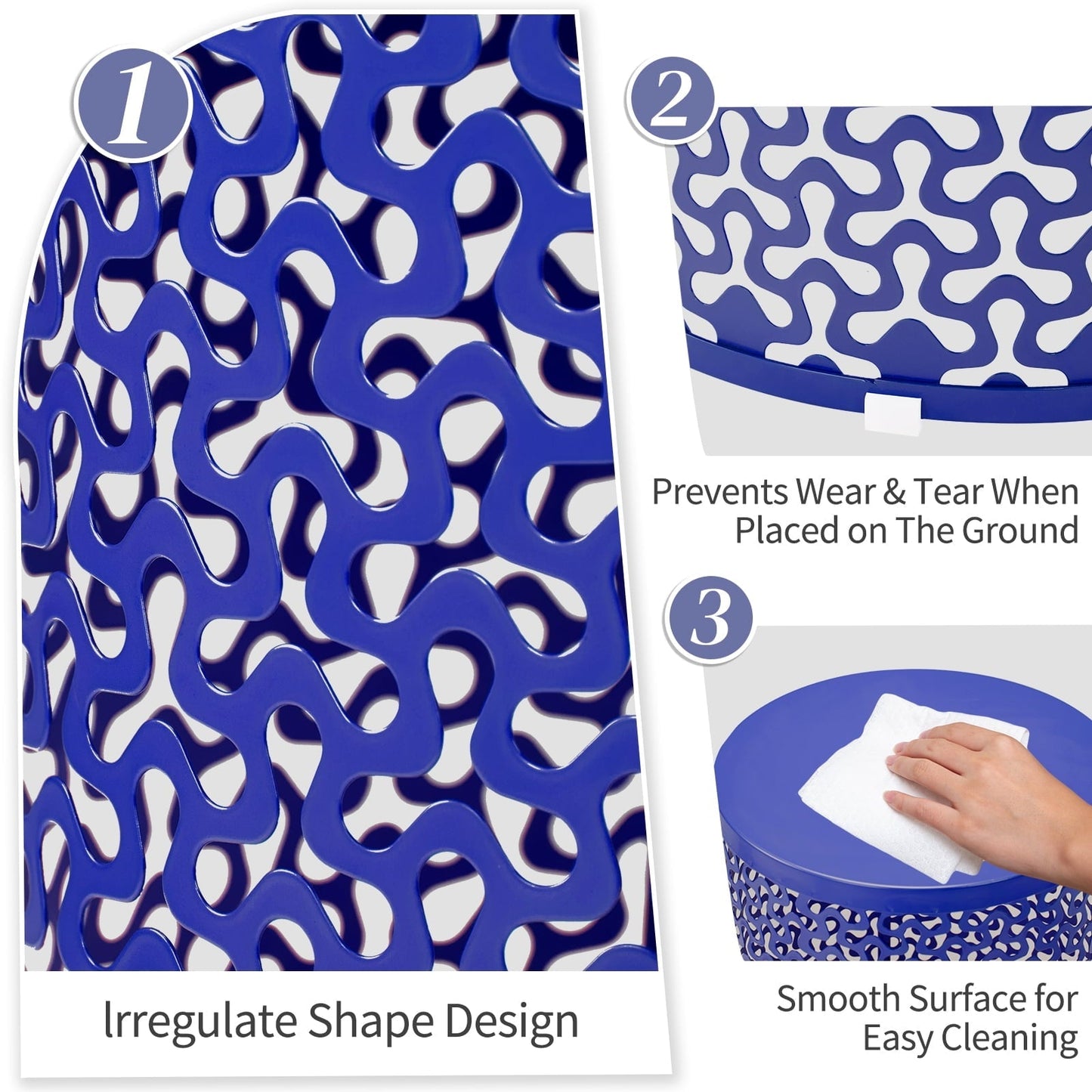 Ktaxon 3 Piece Metal Stacking Side Table Set for Patio Indoor Outdoor Nesting End Tables Clover Design, 12/14/16 Inch， Blue