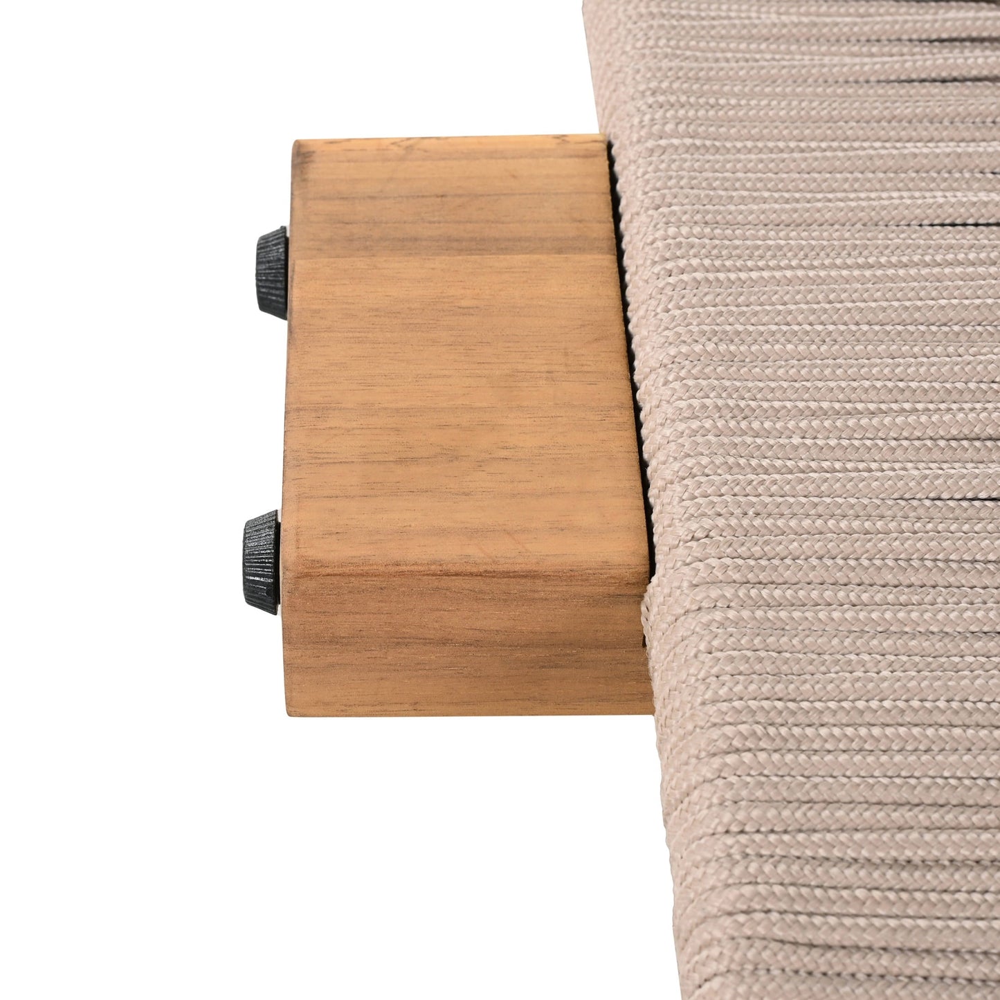 Christopher Knight Home Adjustable Outdoor Wood Chaise Lounge with Cushion, Rope Accent, Beige