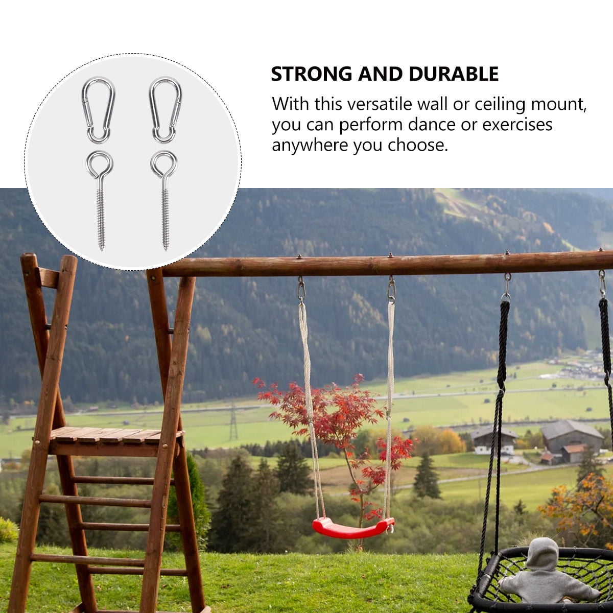 Clispeed 4Pcs Hangers Stainless Steel Fixing Accessories for Hammock