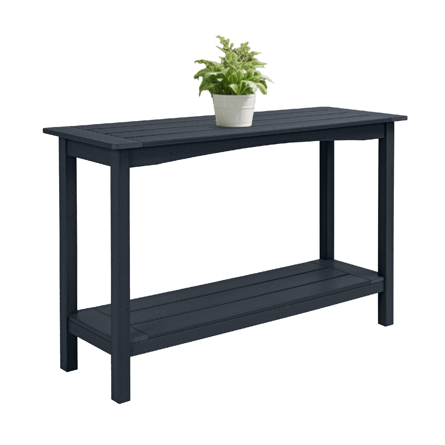 Bstjewey Outdoor 48" 2-Tier Console Table, Weatherproof HIPS, Black