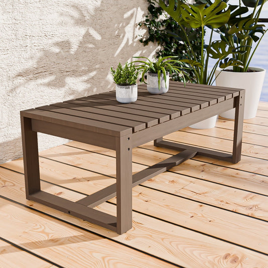 COOS BAY Modern Outdoor Patio Coffee Table, Natural Real Wood Cedar Table, All Weather Outdoor Rectangular Table