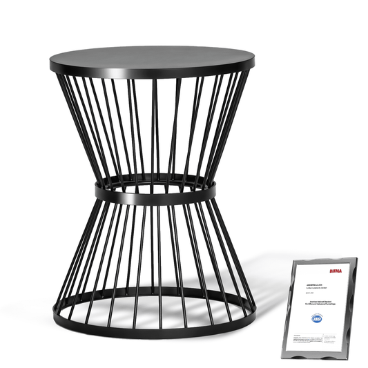 Christopher Knight Home Outdoor Metal Side Table Modern Round Waterproof Patio Accent Table w/Hourglass Frame Open-Cage Design for Garden Balcony Backyard (Matte Black)