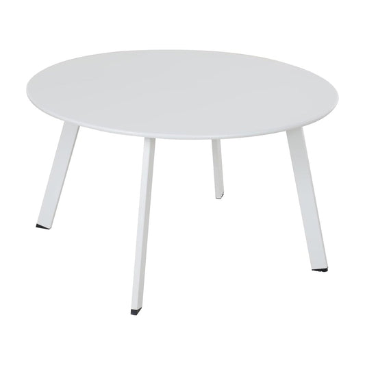 Compact Round Coffee Table - Modern 3-Leg Design with Black Rubber Feet, Perfect for Small Spaces - White
