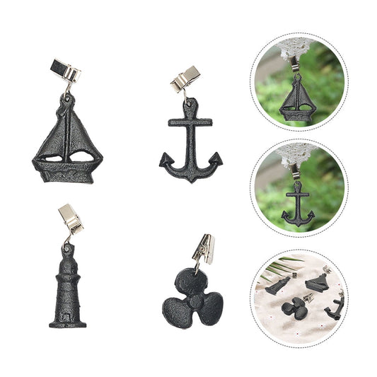 Hytrove 1 Set Picnic Table Weights Dark Brown Iron for Buffets