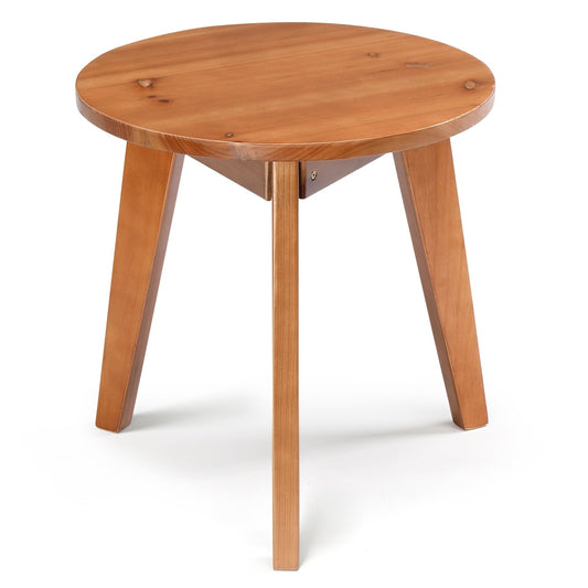 Ktaxon 15.7" Outdoor Wood Side Table, Small Round Coffee End Table, Weather Resistant Table for Indoor Outdoor Balcony Lawn Pool, Teak