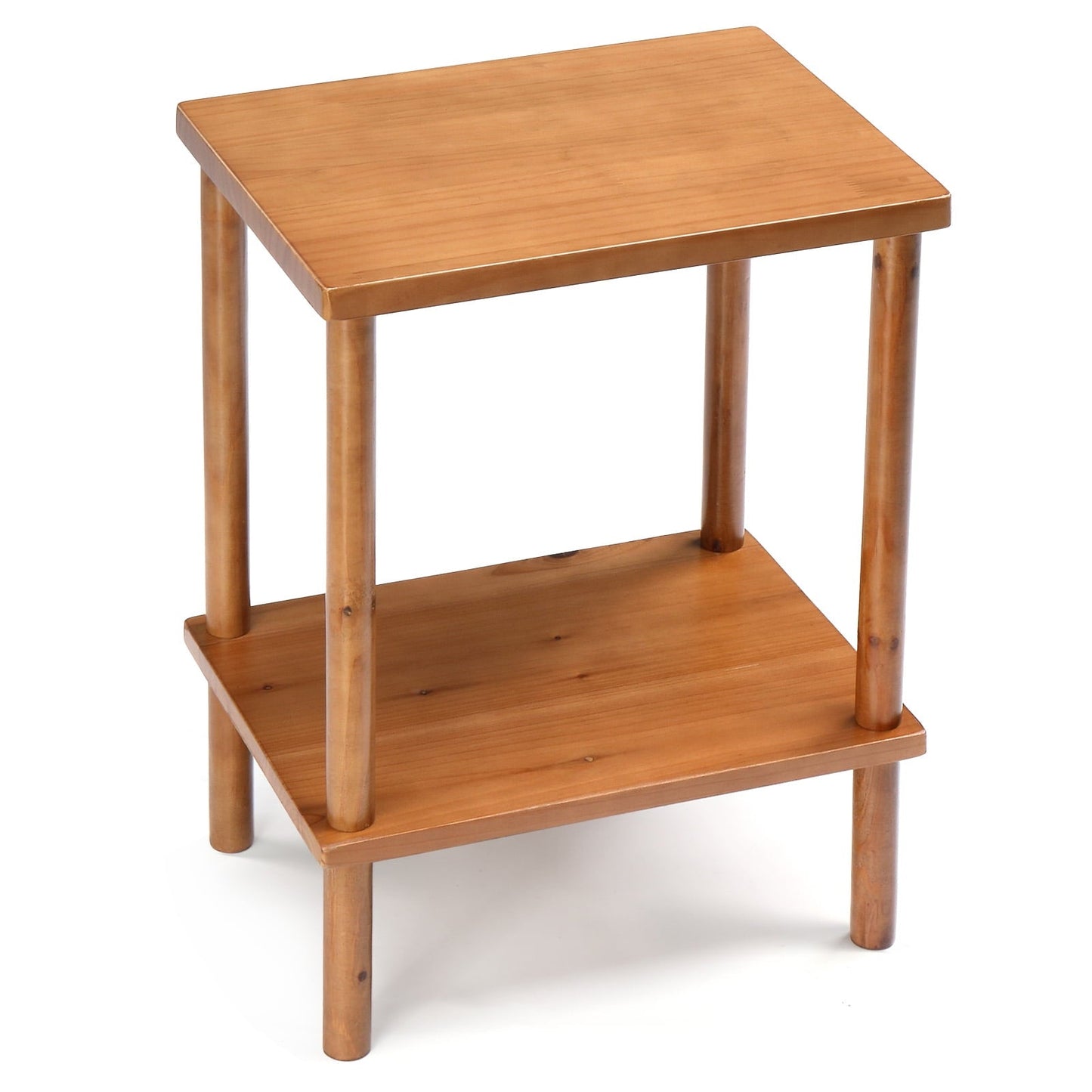 Ktaxon 2-Tier Outdoor Wood End Table, Weather Resistant Small Patio Side Table for Garden Patio Balcony Pool Indoor, Teak