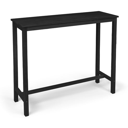 Ktaxon 45" Outdoor Bar Table, Wood Rectangle Narrow Counter Height Table, Weather Resistant Pub Table for Balcony Patio Garden Yard Poolside, Black