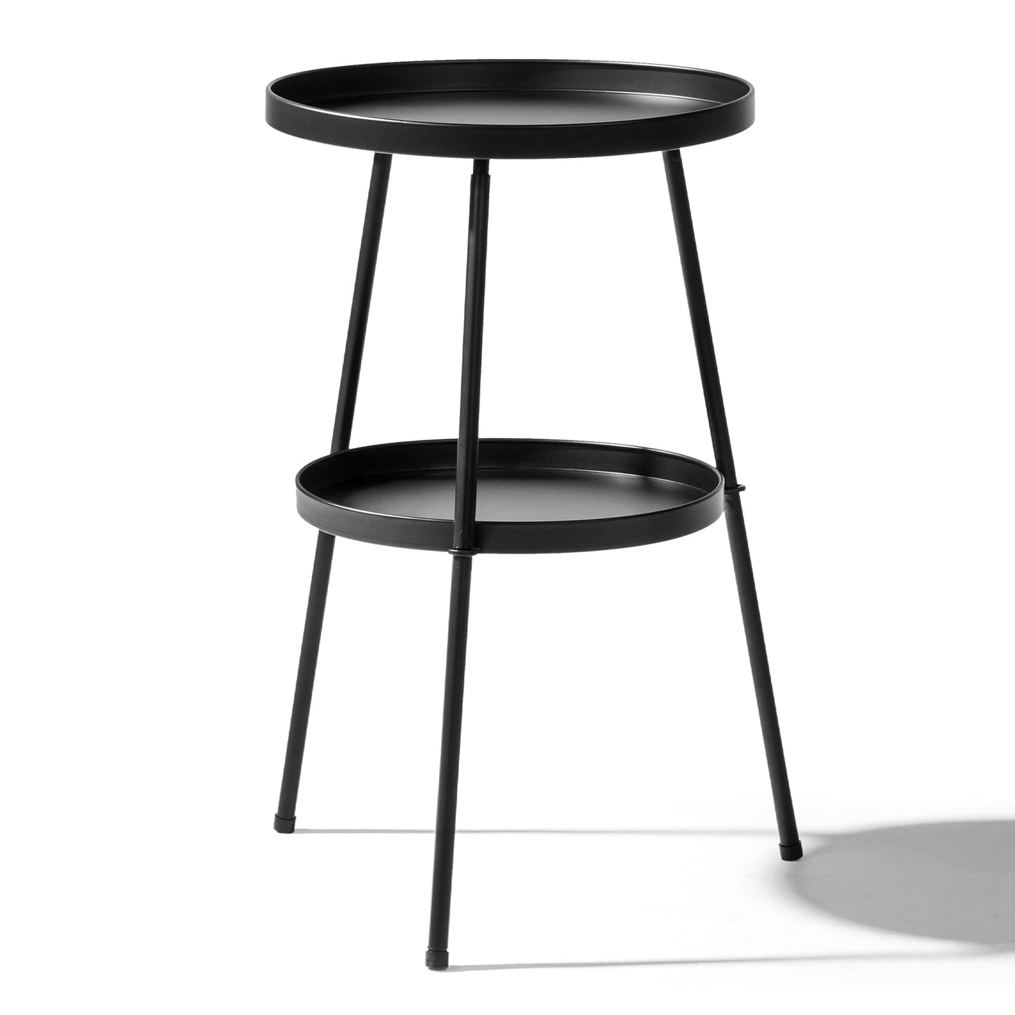 Ktaxon Round Side Table Small Space Saving Coffee Table Durable Iron Black