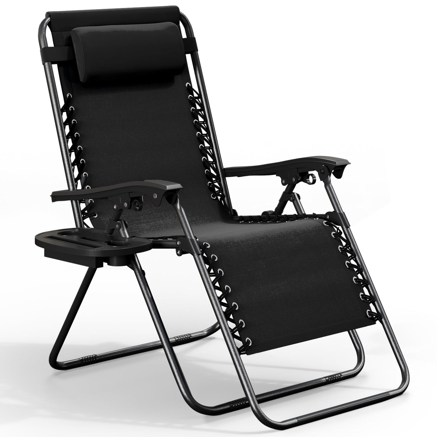 LammaLoe Zero Gravity Chair, Outdoor Lounge Chairs with Cup Holder, Black