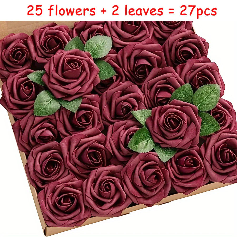 Artificial Roses with Stems