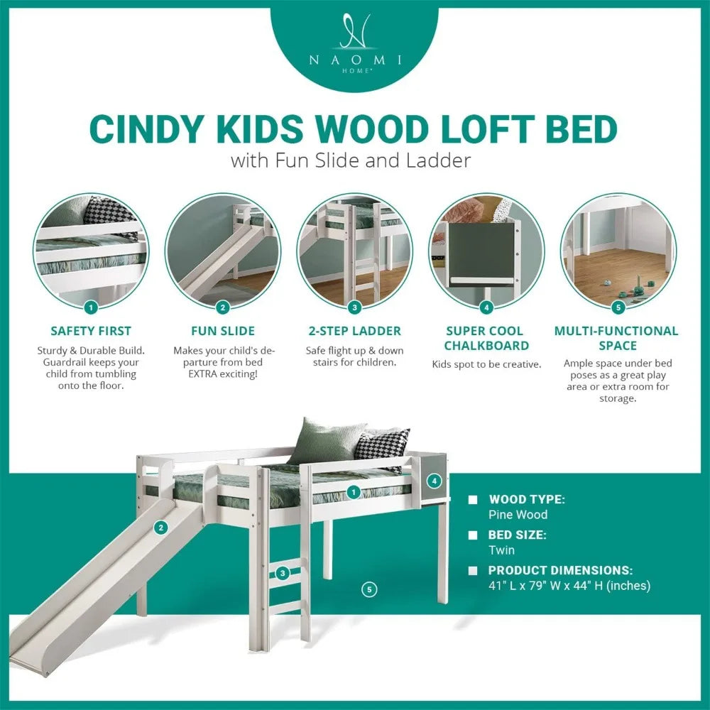 Kids Loft Bed with Slide