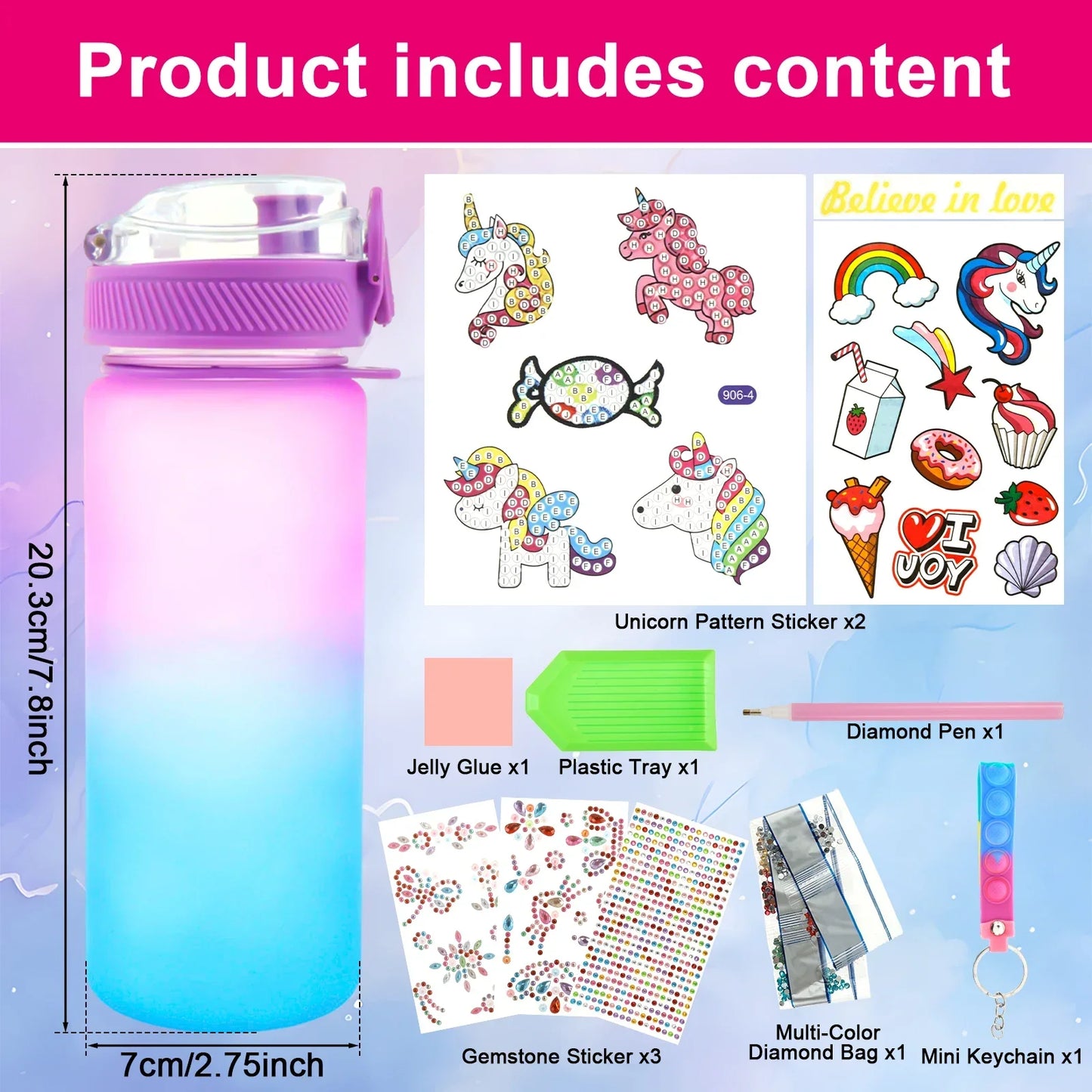 Kids Pretty Colorful Water Bottle