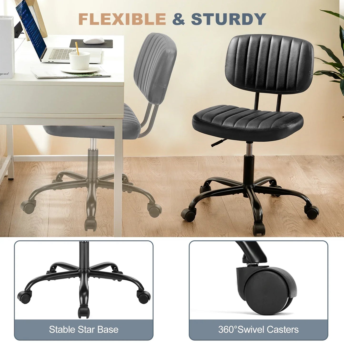 JHK Armless Swivel Office Chair