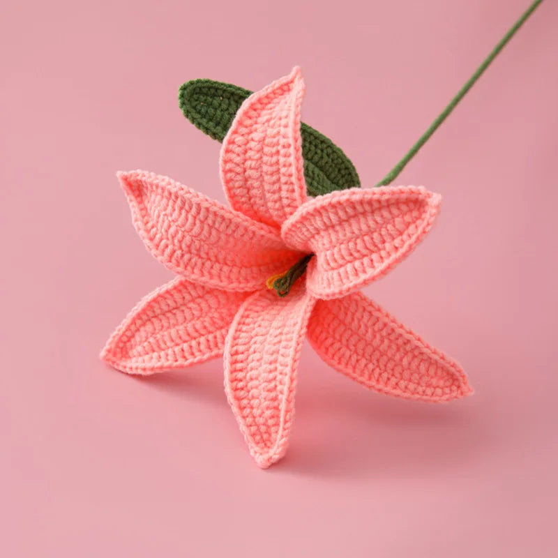 Hand-Knitted Crochet Lily Bouquet Gift