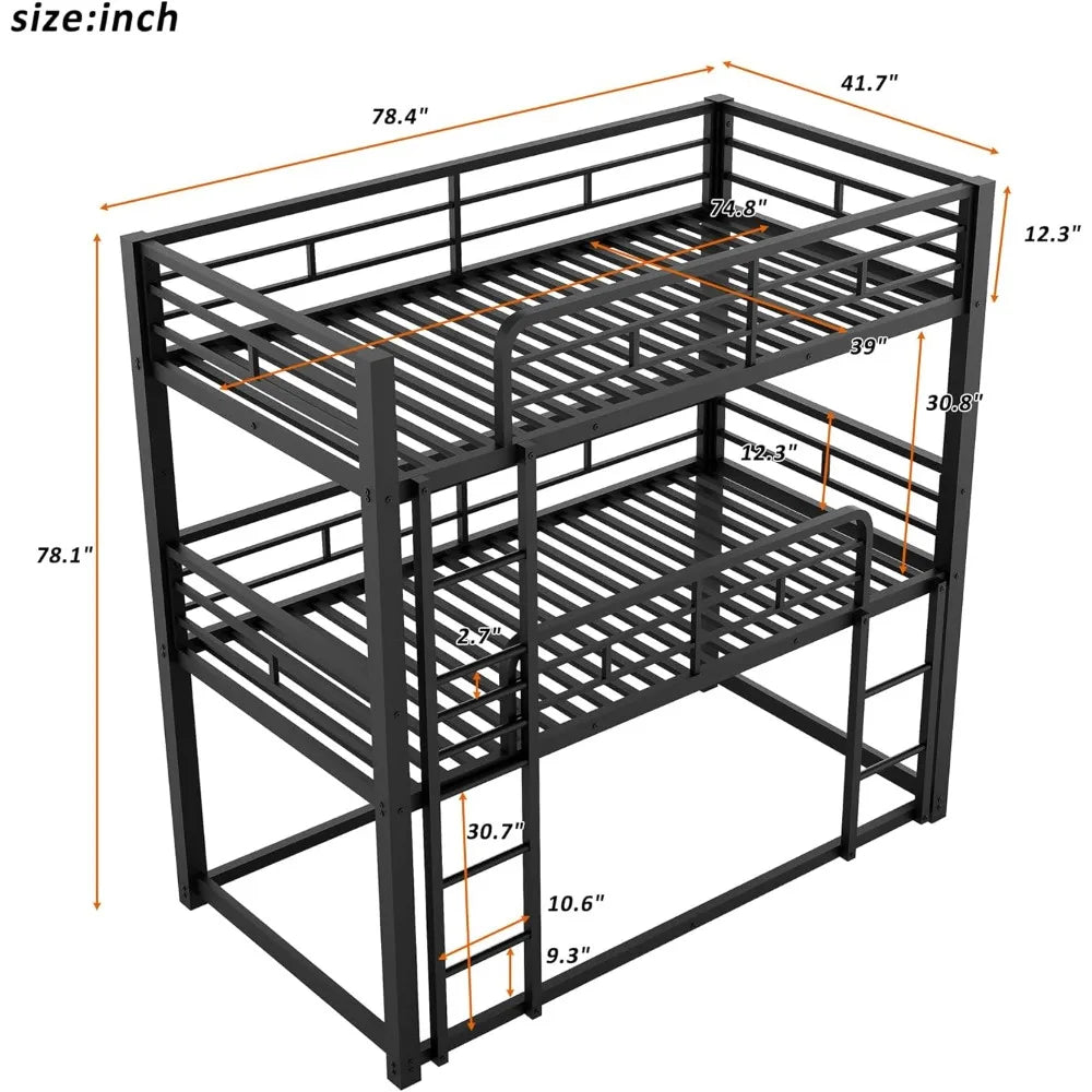 Heavy Duty Triple Twin Bunk Bed