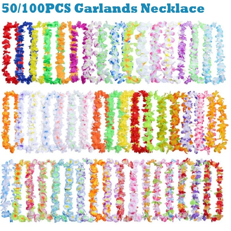 50/100PCS Hawaiian Flower Leis Garland