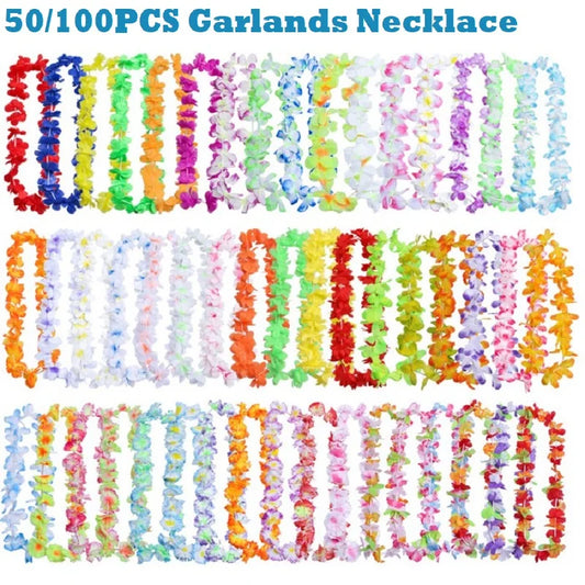 50/100PCS Hawaiian Flower Leis Garland