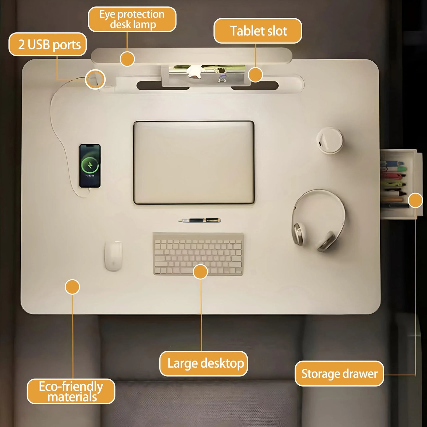 Laptop Desk for Bed with LED Light
