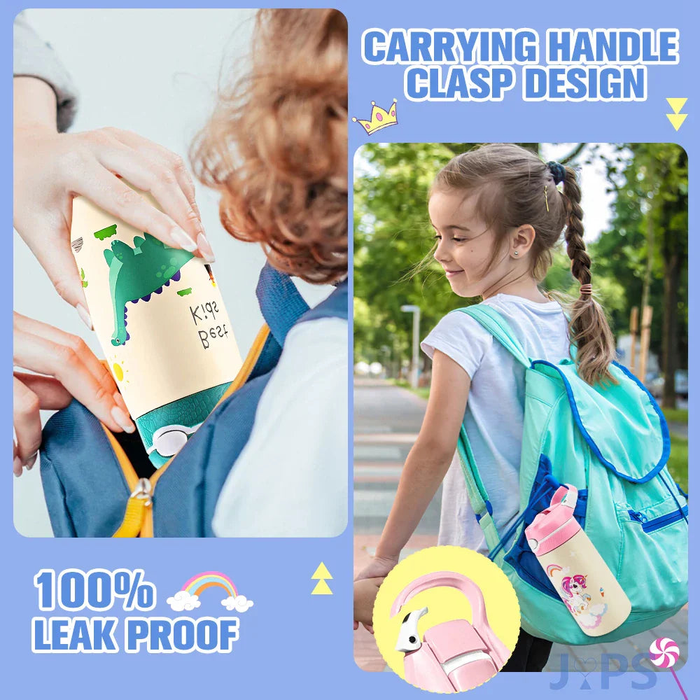 Kids Water Bottle Cartoon Animal With Straw