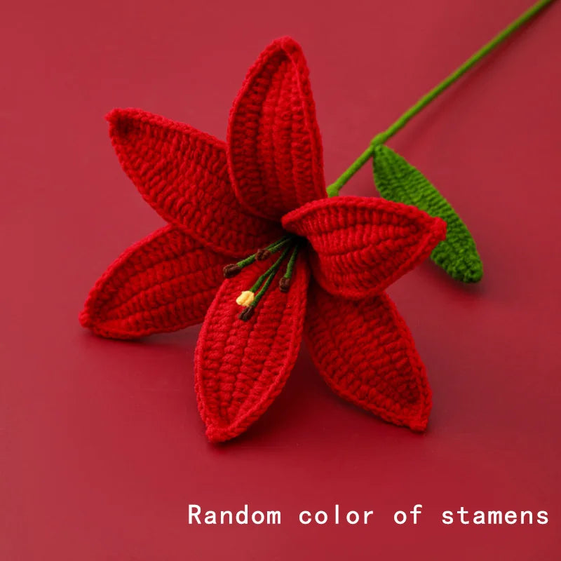 Hand-Knitted Crochet Lily Bouquet Gift