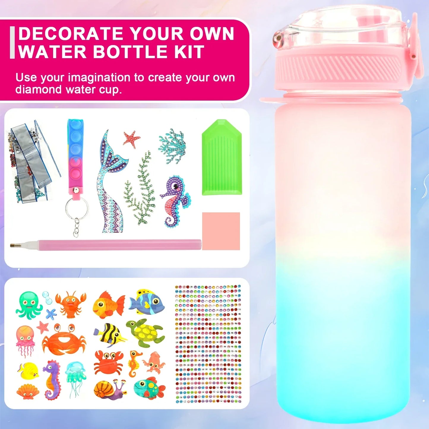 Kids DIY Colorful Sports Water Bottle