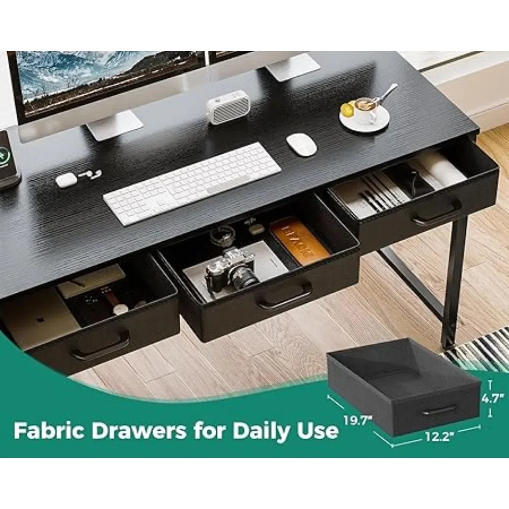 L-Shaped Office Desk with Drawers