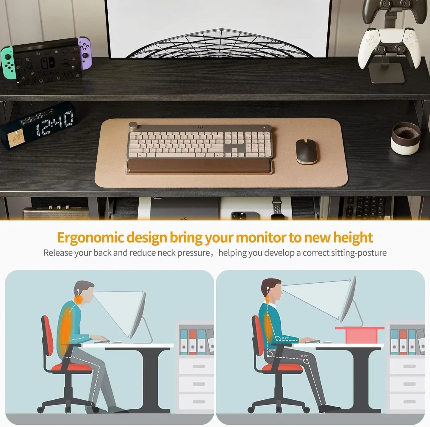 CubiCubi Office Desk with Keyboard Tray