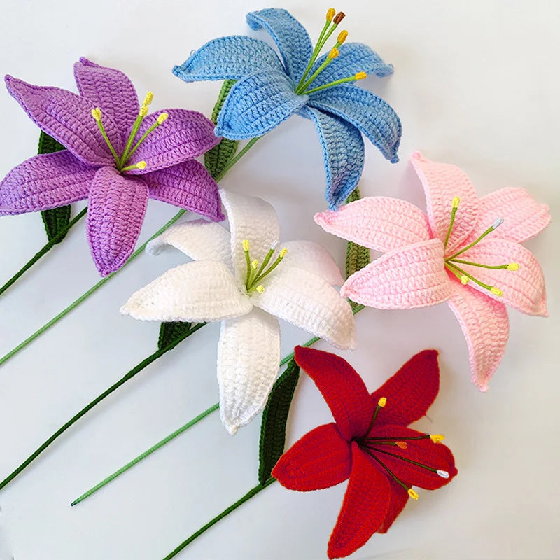 Hand-Knitted Crochet Lily Bouquet Gift
